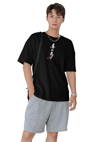 Image of Jump Cuts Mens 3 /4th Sleeve Printed Round Neck Cotton Blend Boxy Fit T-Shirt for Men