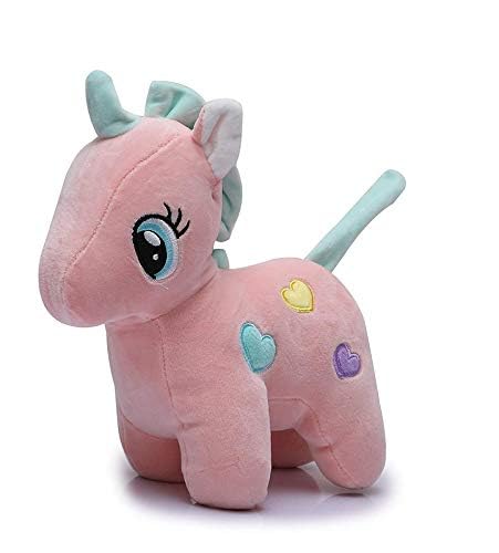 Image of Inky Ponky 25 CM Pink Unicorn Plush Toy | Soft & Huggable Stuffed Animal with Heart Pattern & Embroidered Eyes for Girls, Birthdays, Baby Showers & Room Decor