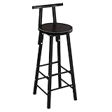 Taburete de bar de madera maciza con respaldo, patas de metal, silla de mostrador para cocina, isla, comedor, sala de estar, fiesta, pub