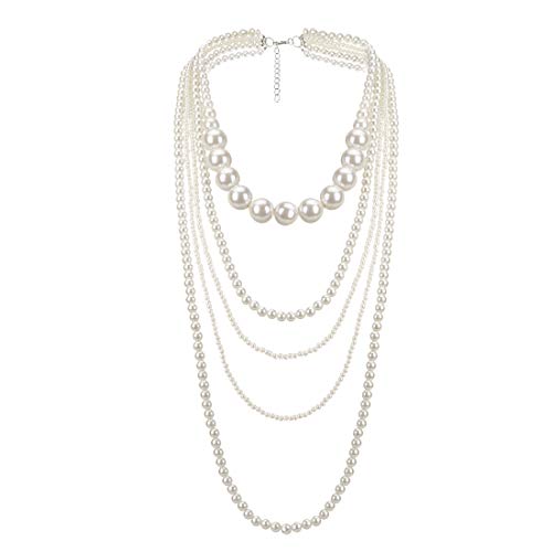 Fashion Jewelry Multi Strand Simulated Pearl Resin Chain Collar Choker Statement Necklace Costume Jewelry Necklaces for Women