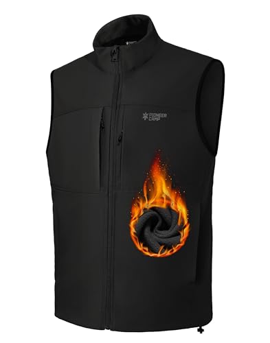 Pioneer Camp Mens Outerwear Golf Softshell Vest Windproof Fleece-Lined Lightweight Sleeveless Jacket for Travel Hiking