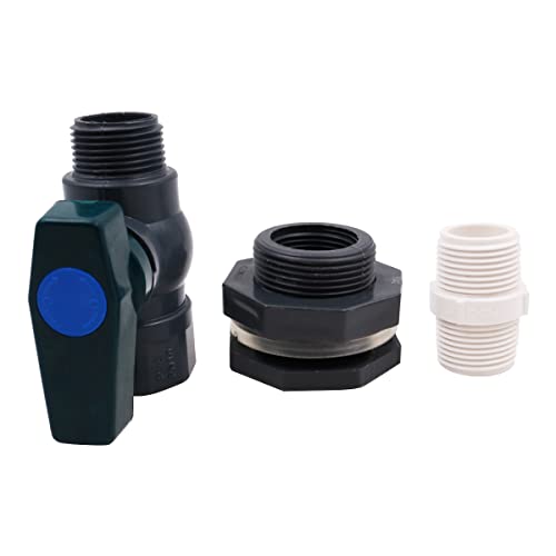 WANGCL 1 Inch PVC Spigot Rain Barre Faucet Kit Rain Barrel Valve with Bulkhead Fitting Adapter for Water Tanks Aquariums Tubs Pools - Image 2
