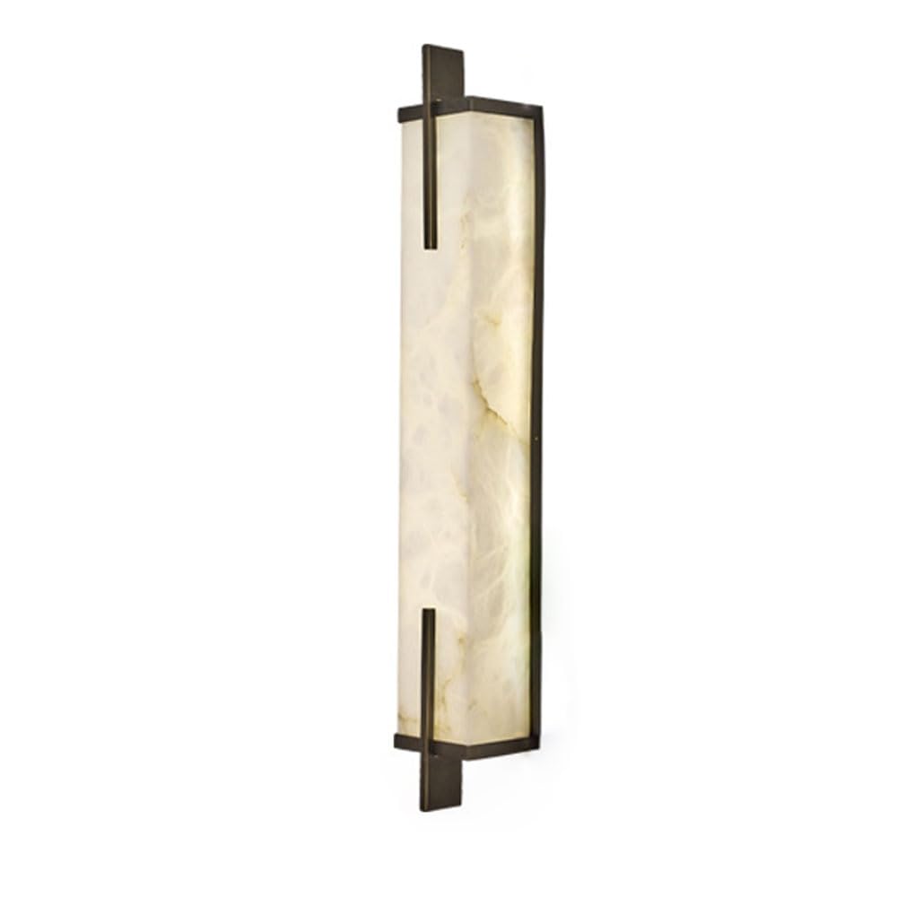 GUOGUOSM 23.6in Marble Wall Lamp, LED Warm Light Natural Alabaster Wall Light, Nordic Industrial Style Indoor Wall Sconce, Bedroom Dining Room Stairs Decorative Lighting Fixtures
