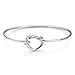 Chuvora 925 Sterling Silver Open Heart Knot Bracelet Jewelry – Endless Love Bangle