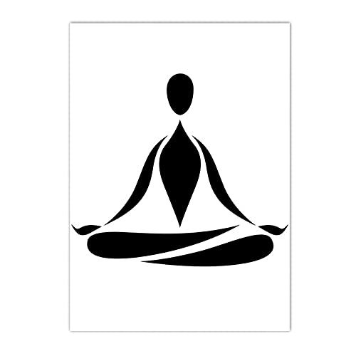 Póster Zen Yoga en blanco y negro cuadro abstracto minimalista en lienzo de 60x80cm sin marco