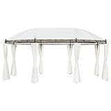 fsahslih Gartenpavillon Cremeweiß 530x350x265 cm Partyzelt mit 8 abnehmbaren Seitenteilen Pavillonzelt aus pulverbeschichtetem Stahl für Garten Feiern Camping und Events