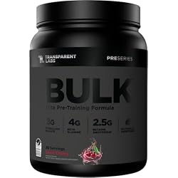 Transparent Labs Bulk Black Pre Workout - Clinically Dosed, Sugar Free Preworkout for Men and Women with Beta Alanine Powder, Citrulline Malate, & Caffeine - 30 Servings, Black Cherry