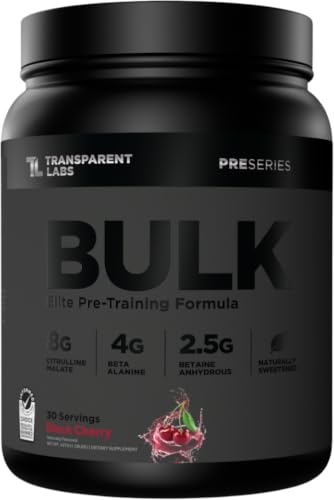 Transparent Labs Bulk Black Pre Workout - Clinically Dosed Sugar Free Preworkout for Men and Women with Beta Alanine Powder Citrulline Malate & Caffeine - 30 Servings Black Cherry