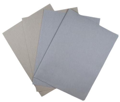 Image of KCS 4 /6 pc of 12 inch x 18 inch(30cmx45cm) 16 Count Cotton Aida Cloth Cross Stitch Fabric (4 pc,Pearl Grey+Light Grey)