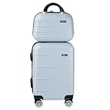 Kit Mala de Bordo Silent Ipanema + Frasqueira - Padrão ANAC | Rígida em ABS | 4 Rodas Duplas 360° | Cadeado Numérico Integrado | Leve e Resistente (Azul Candy)