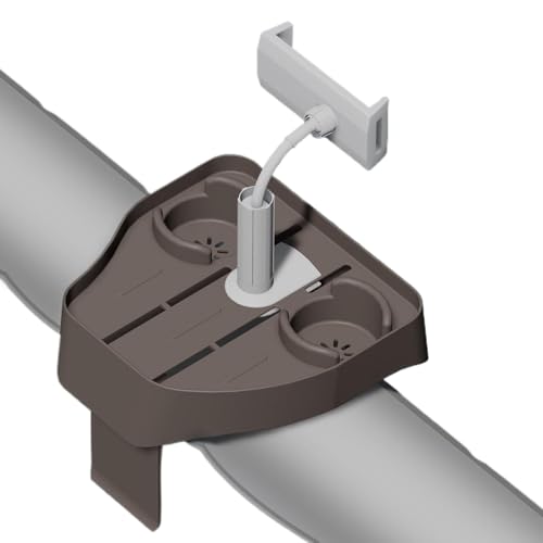 Soporte de teléfono para borde de piscina 3 en 1 - Soporte de pinza con soporte para vasos y bandeja para bebidas, accesorio de verano versátil, adecuado para fijar teléfonos, colocar bebidas