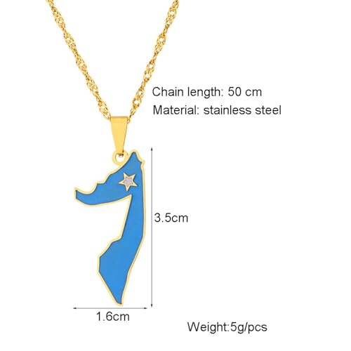 Fashion Stainless Steel Republic of Somalia Map Pendant Necklace2