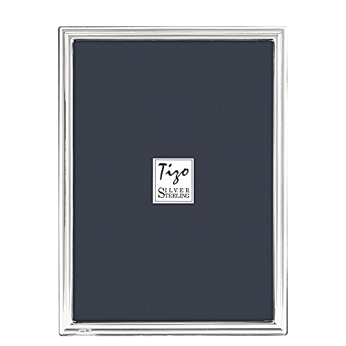 TIZO 4x6 Thin Linear Border Silver Deco Picture Frame, Boutique Quality Photo Frame, TIZO Collection (925 Sterling Silver)