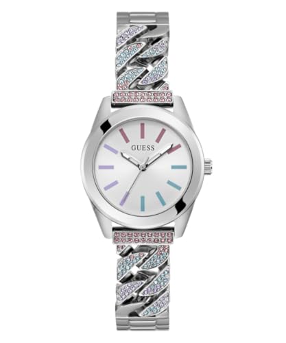 Guess Serena Damenuhr aus Edelstahl, silberfarben, Klassisch