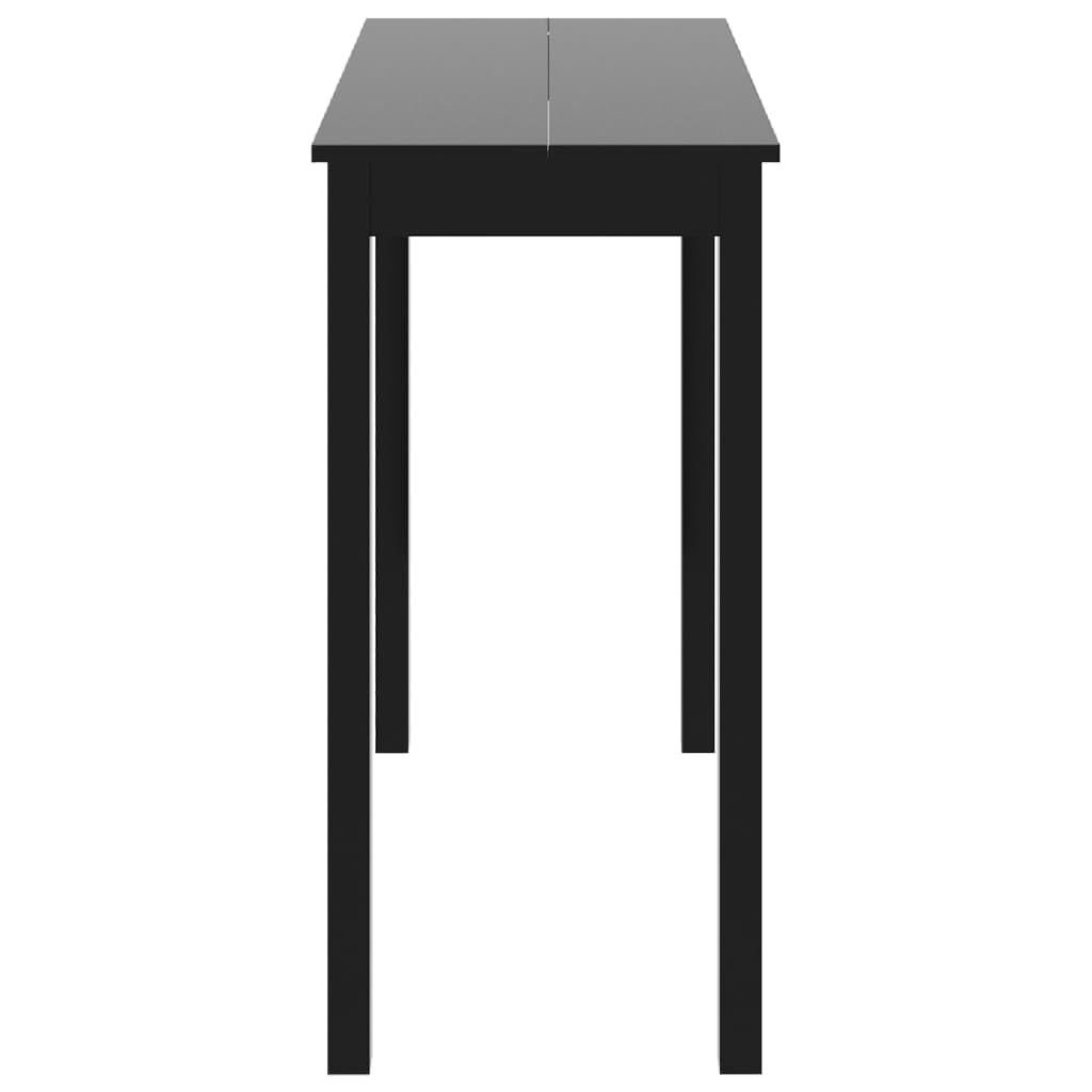Mesa de bar negra 115 × 55 × 107 cm de tablero MDF y patas de madera de pino, diseño moderno, resistente y fácil de limpiar, para cocina, comedor, oficina en casa