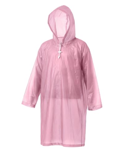 Image of Destinio Raincoat for Kids 6-12 Years, Waterproof Poncho for Kids, Thick PVC Knee Length Raincoat for Boys, Full Sleeve, Hood with Drawstring, Reusable Rain Coat for Girls, School Children