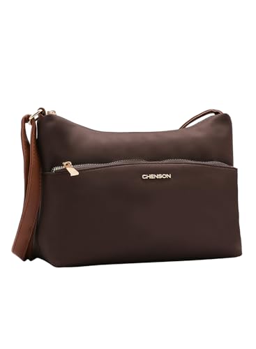Chenson, Bolsa Feminina Transversal Chenson Microfibra Impermeável Cor:Café