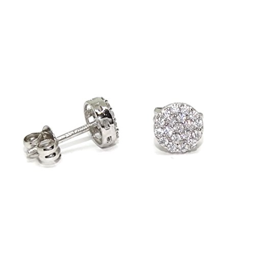 Boucles d'oreilles de communion or blanc 18k et zircons - 3