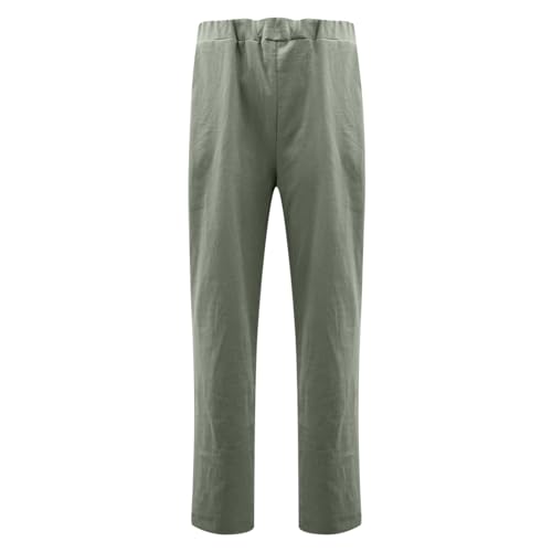 Linen Pants for Women Trendy 2024 Casual Summer Lightweight Straight Leg Pant Elastic High Waist Lounge Trousers3