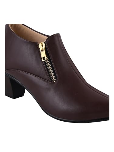 Image of TRYME and Stylish Block Heel Fashionable ankle Boots with Zip look for Womens and Girls