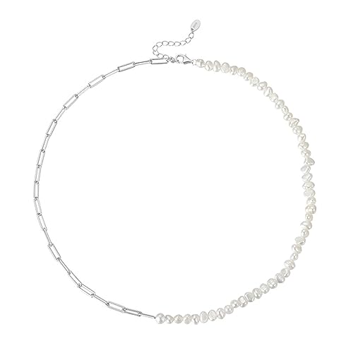 Collier perles et maille trombone argent 925 cadeau d'anniversaire femme fille