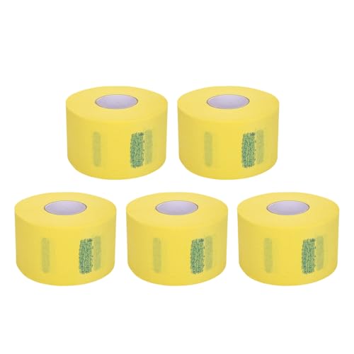 SWETRACE 5 Rollos Papel de Cuello Barrera Protectora Reutilizable Amarillo de Papel Crepé para Evitar Contaminación Cruzada para Barbería en Peluquería y Tintes