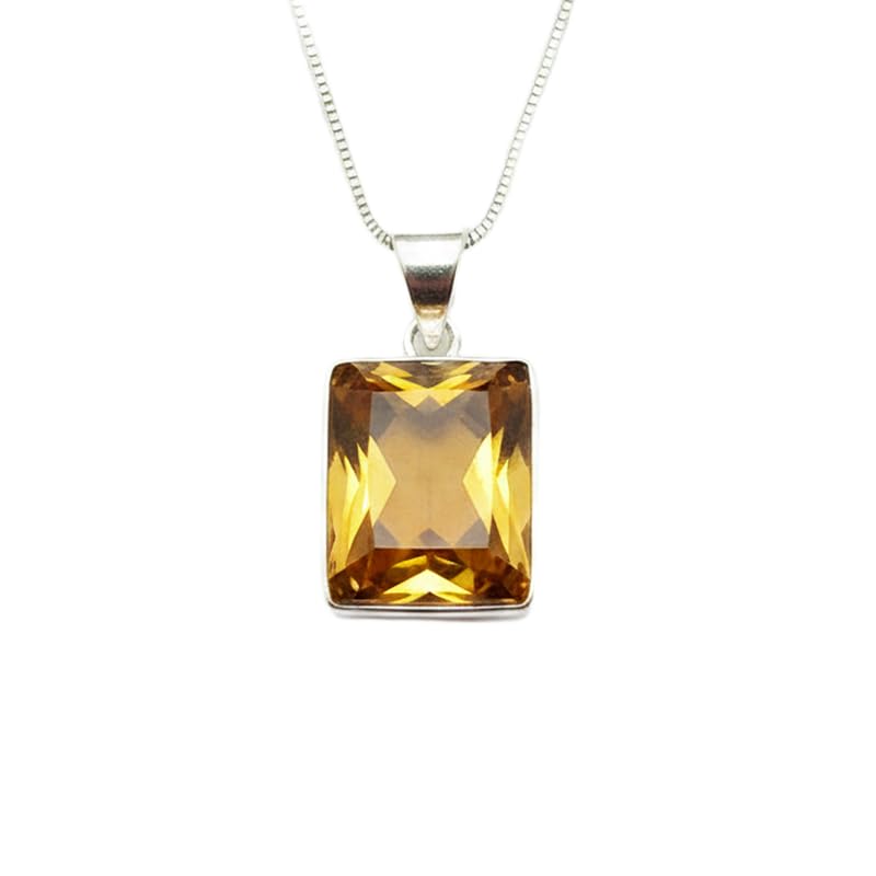 Pendentif en quartz orange naturel et sa chaîne câble de 45 cm pour sublimer vos tenues d'été