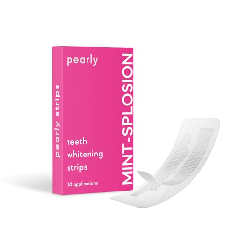 Image of Pearly Teeth Whitening Strips Enamel Safe Stain Removing Dental Whitener for Wine, Coffee and Other Stains, 28 Mint Strips, Pink