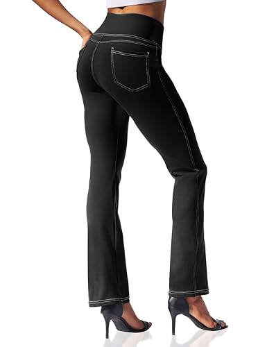 Women's Bootcut Yoga Pants, Leggings Flare with 4 Pockets High Waisted Causal Dress Pants Petite/Tall/Regular