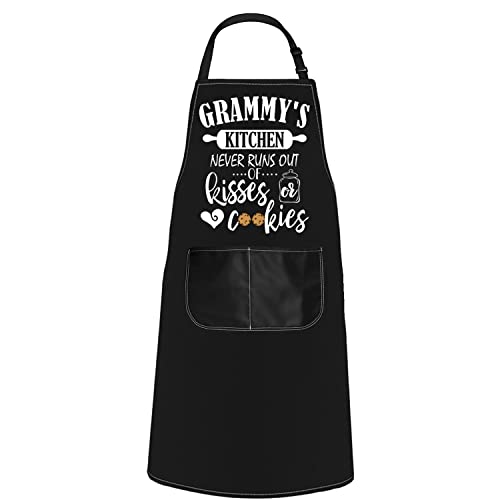 Pofull Grammy's Kitchen Apron Grammy's Kitchen Never Runs Out Of Kisses And Cookies Mothers Day Gift (Grammy's Kitchen Apron) #TOP15