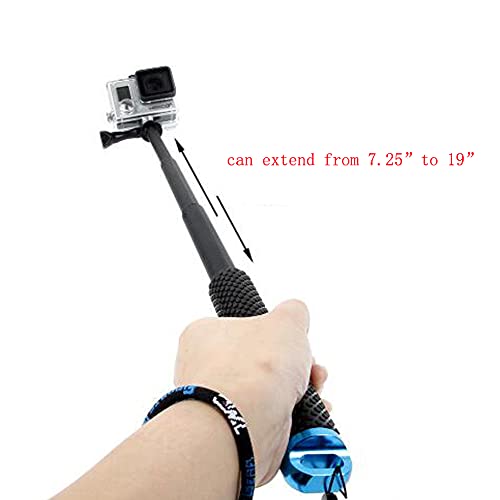 19'' Waterproof Underwater Hand Grip Adjustable Extension Selfie Stick Monopod Pole for GOPRO Hero 6/5/ 5 Session/ 4 Session/ 4/3+/ 3/2/1, GeekPro, AKASO, Xiaomi Yi, SJCAM (Blue)