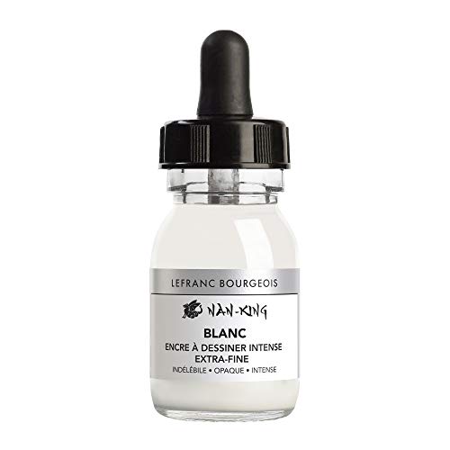 Lefranc Bourgeois 301284 Nan King - Tinta para dibujo o escritura a mano, botella de 30 ml con pipeta, color blanco