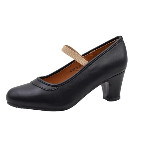 PASARELA - Zapatos de Baile Flamenco de Piel Vegana con Clavos para Mujer Color Negro Sintético Mujer Color: Black Talla: 38