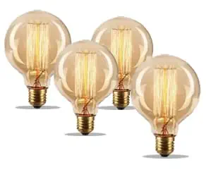 GAUVIK 4 Watts Edison Screw Type Round Filament Bulb for E27 Screw Type Holder Lamps and Lights, Yellow, Pack of 4