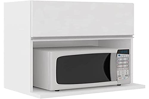 Armário Aéreo Com 1 porta Com Nicho Para Microondas Evidence Branco Poliman Móveis