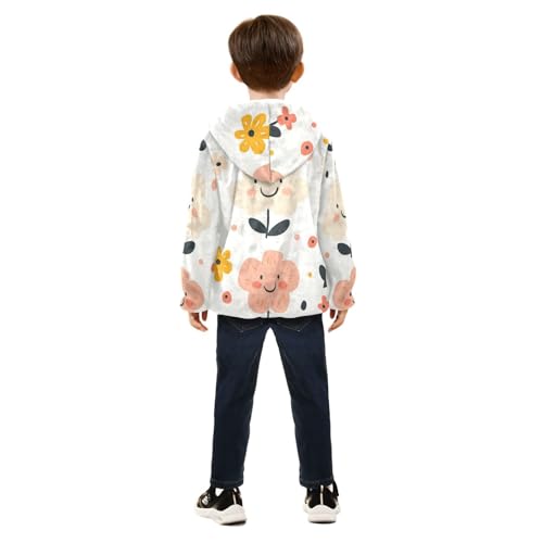 Cute Blossom Girls Fleece Jacket Girls Fall Jacket Girls Zip Up Hoodie Girls Sherpa Jacket 2-10T4