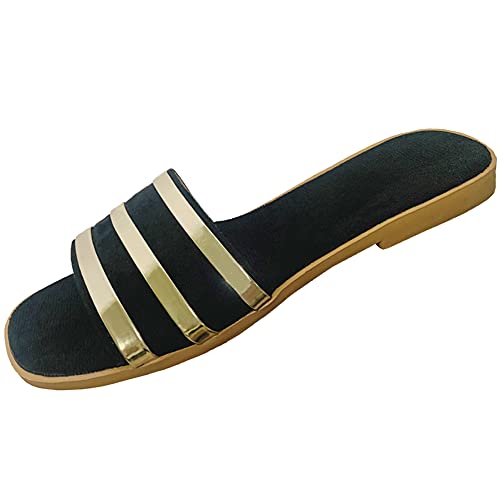 Rinpkop Hausschuhe Damen Rutschfeste Flach Sommerschuhe Damen Elegant Sandalen Freizeit Zehentrenner GrößEn 35-42 Cover