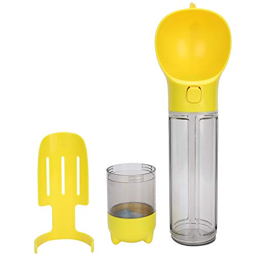 Botella de Agua para Perros 500ml, Bebedero Portátil con Pala y Bolsa de Basura, Taza Antiderrames para Perros Pequeños Medianos Grandes, Suministros para Mascotas en Caminatas Via (Amarilla)