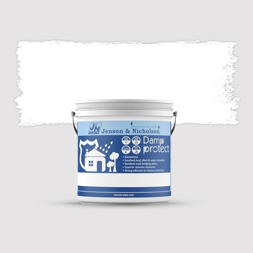 Image of Jenson & Nicholson Damp Proof Paint 4L | Covers 6-8 Sq Metres | 10-Year Warranty | Elastomeric Waterproofing for Roofs, Floors & Walls | Low VOC | Heat Reflecting | Crack Bridging