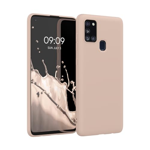 kwmobile Hülle kompatibel mit Samsung Galaxy A21s Hülle - weiches TPU Silikon Case - Cover geeignet für kabelloses Laden - Coconut Swirl