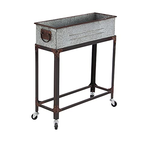 Deco-79-Metal-Indoor-Outdoor-Planter-with-Removable-Rolling-Stand-Set-of-2-24-29H-Gray Deco 79 Metal Indoor Outdoor Planter with Removable Rolling Stand Set of 2 24 29H Gray