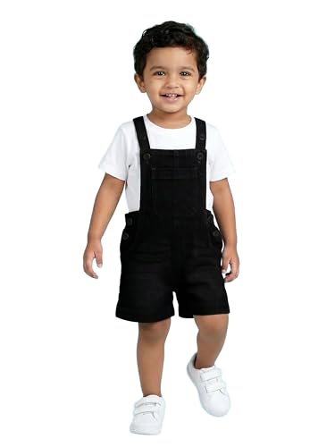 Image of KiddoPanti Unisex Infant Denim Dungaree | Cotton Blend Stretch | Baby Jumpsuit Witth Pockets | Comfortable Casual Outfit for Boys & Girls 6 Months-3 Years