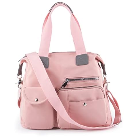 BWBIKE Women Handbag Nylon Girls Shoulder Bags Travel Messenger Bags Large Capacity Mommy Bag Casual Bag Crossbody Bag(Pink) Cover