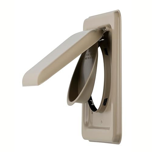 Image of NO-PEST VENT Dual Door Dryer Vent Cover 4 Inch Outdoor, Made in USA, Highest UV-Resistant Plastic, No Lint-Collecting Screen (Tan, 4 inch Metal Vent With Duct Tube)