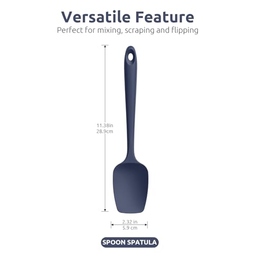Image of U-Taste Silicone Spoon Spatula Set of 3, 600F High Temp, Midnight Blue
