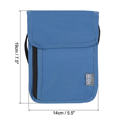 Image of PATIKIL Neck Wallet, Passport Holder Neck Pouch RFID Blocking Waterproof Neck Travel Wallet for Women & Men, Blue
