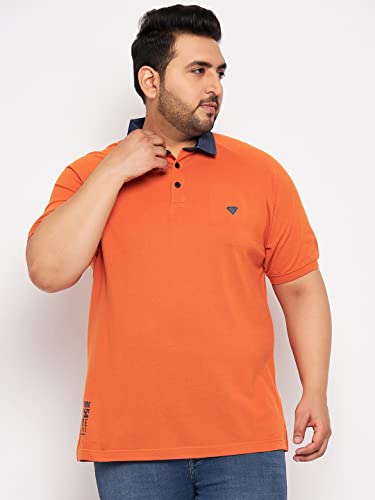 Image of Club York Men Cotton Blend Half Sleeve Polo Neck Solid Plus Size T-Shirts