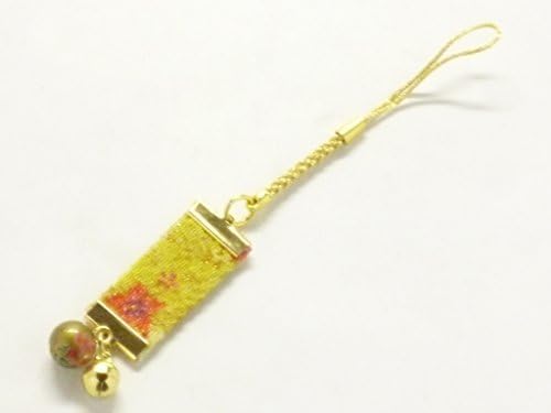 kutani hyakkaen kutani ware strap with cellphone, Phone Cases, Keys, Cameras kaga yuzen style yellow attached small bell