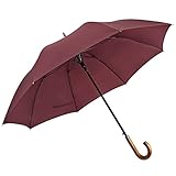 G4Free Wooden J Handle Umbrella 54 Inch Large Auto Open Classic Windproof Rain Stick Umbrellas for Men Women (Blue)