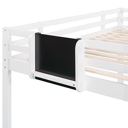 Glchq Multifunctional Design Solid Wood Twin Kids Loft Bed With Slide For Boys & Girls Bedroom (White With Chalkboard) #TOP5